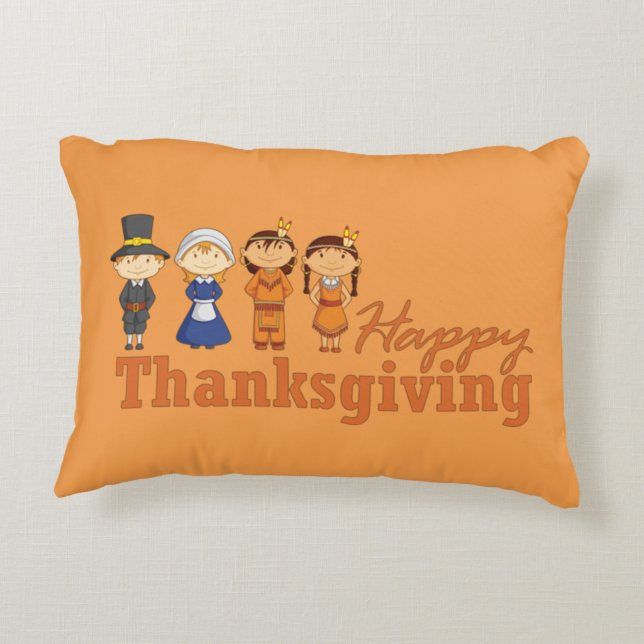 Coussins Décoratifs Bon thanksgiving pèlerin et amérindien (Dos)