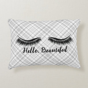 Coussins Décoratifs Bonjour Belle et les cils sur Plaid
