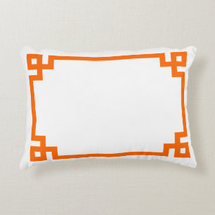 Coussins Décoratifs Bordure de clé grecque orange brillante