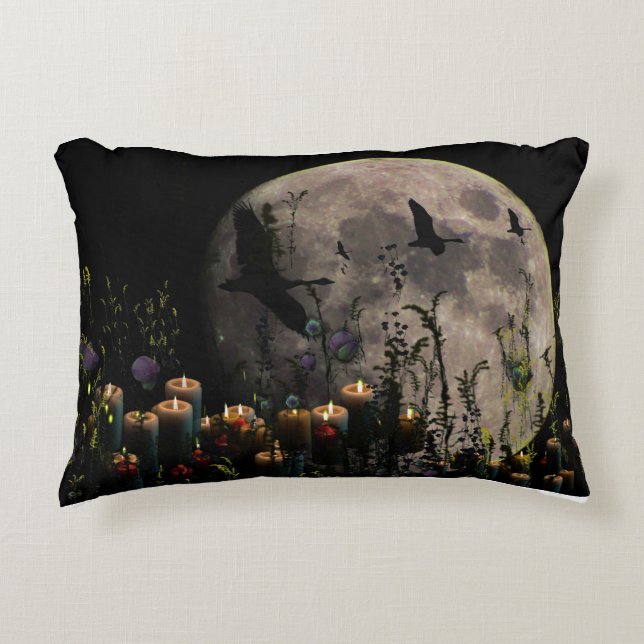 Coussins Décoratifs bougie de Pleine lune botanique (Devant)
