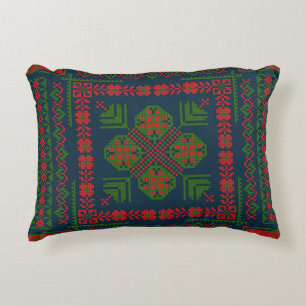 Coussins Décoratifs Broderie palestinienne Tatreez rouge vert 5 Motif
