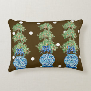 Coussins Décoratifs Brown Blue Chinoiserie Orange Topiary