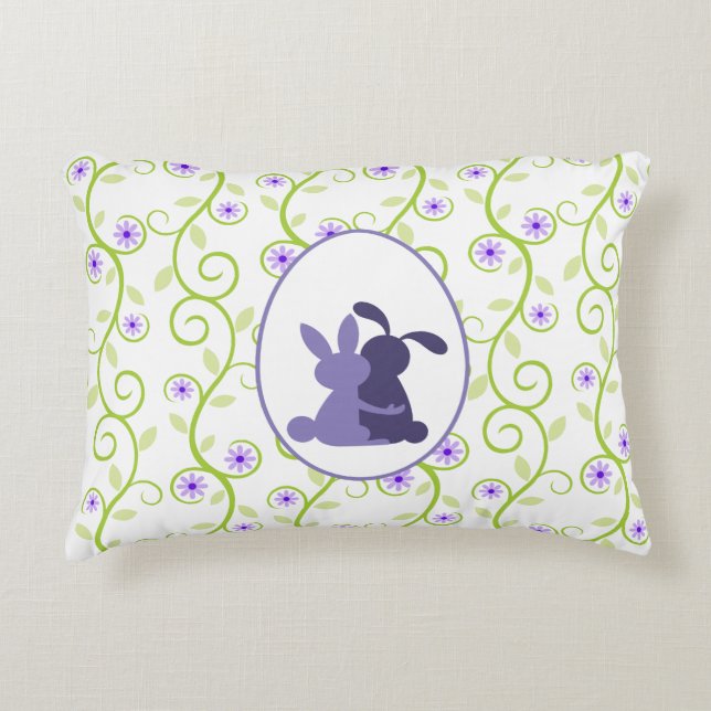 Coussins Décoratifs Bunnies Embrasser le printemps floral (Devant)