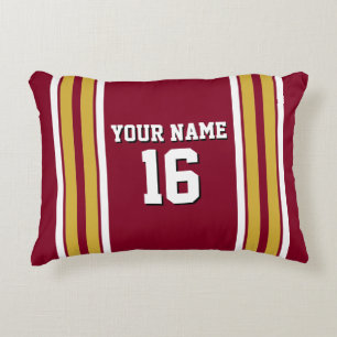 Coussins Décoratifs Burgundy with Gold White Stripes