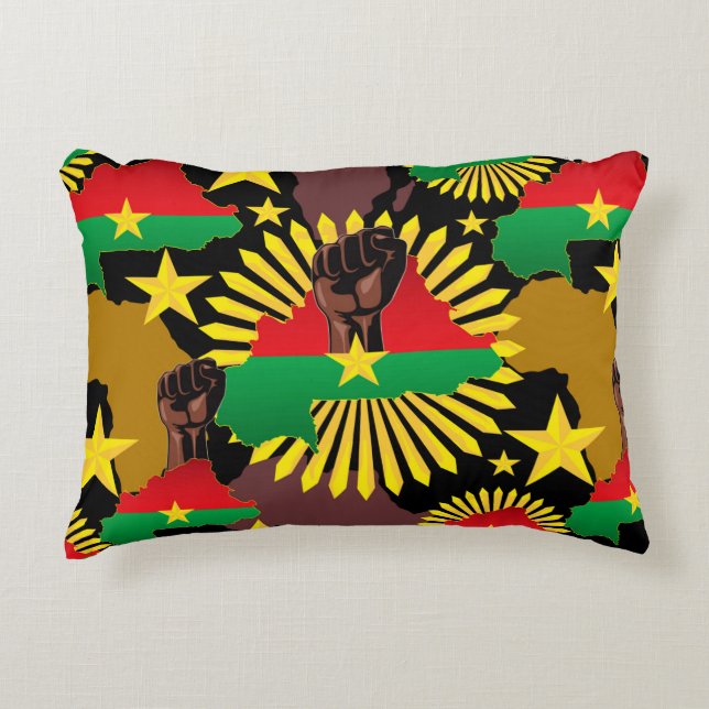 Coussins Décoratifs Burkina Faso Carte, drapeau et première révolution (Devant)
