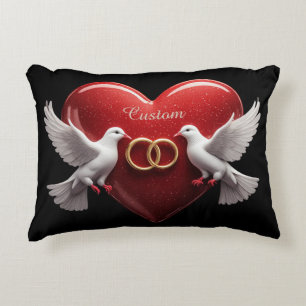 Coussins Décoratifs Cadeau de mariage romantique Cœur de colombes