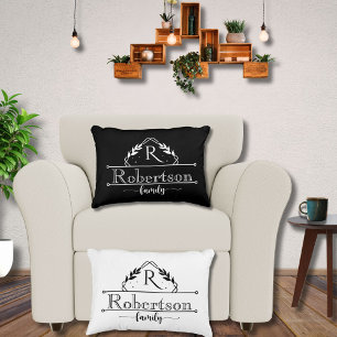 Coussins Décoratifs Cadre monogramme de famille partagé noir et blanc