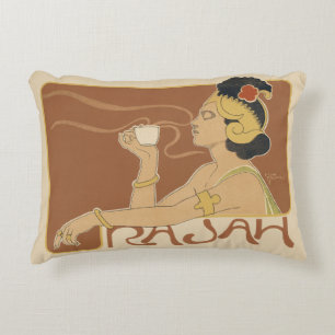 Coussins Décoratifs Café Rajah Art Nouveau vintage, Dame avec café