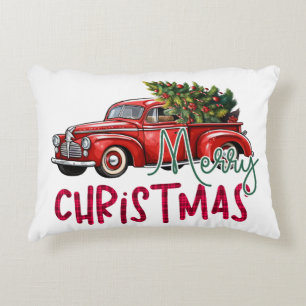 Coussins Décoratifs Camion vintage avec sapin de Noël