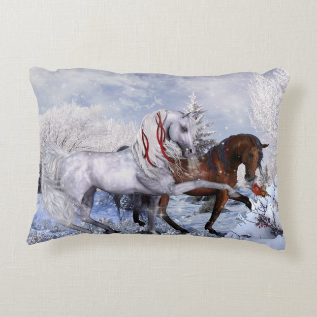 Coussins Décoratifs Carreau de chevaux de Noël (Dos)