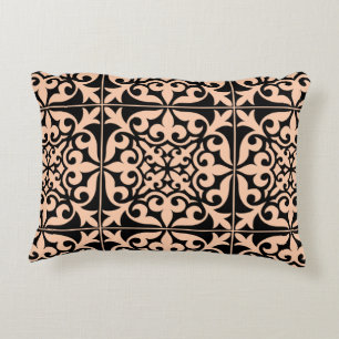 Coussins Décoratifs Carreau marocain - rose pêche et noir
