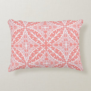 Coussins Décoratifs Carreaux marocains - corail rose et blanc