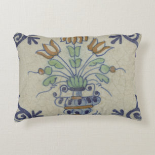Coussins Décoratifs Carrelage Delft Antique Pot de Fleur Céramique