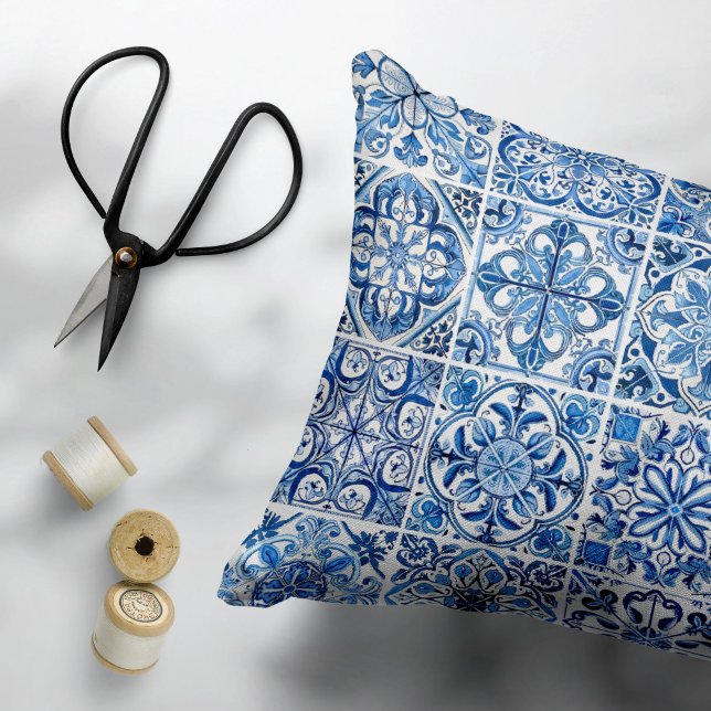 Coussins Décoratifs Carrelage méditerranéen, Portugais, Azulejo, Majol (Créateur téléchargé)