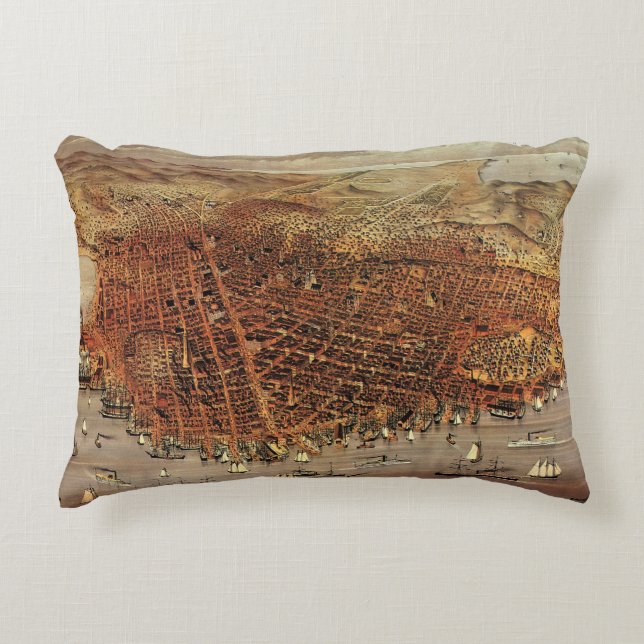 Coussins Décoratifs Carte aérienne antique de San Francisco, Californi (Devant)