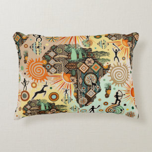 Coussins Décoratifs Carte d'Afrique motif décoratif éléments tribaux