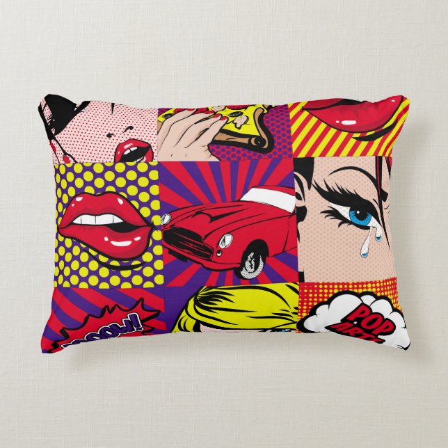 Coussins Décoratifs Carte d'art pop Illustration, art, bande dessinée, (Devant)