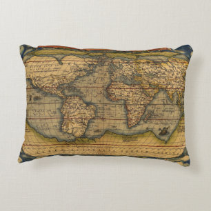 Coussins Décoratifs Carte du monde d'Ortelius 1570 : Cartographie anti