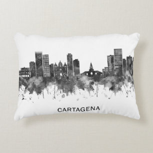 Coussins Décoratifs Carthagène Colombie Skyline BW
