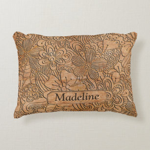 Coussins Décoratifs Carvages en bois Motif floral personnalisé
