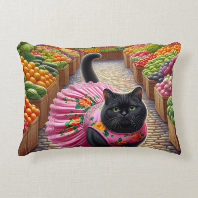 Coussins Décoratifs Cat in the fruits market (Devant)