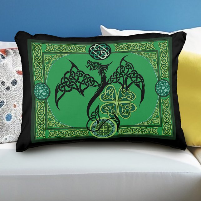 Coussins Décoratifs Celtique irlandais de dragon vert (Créateur téléchargé)