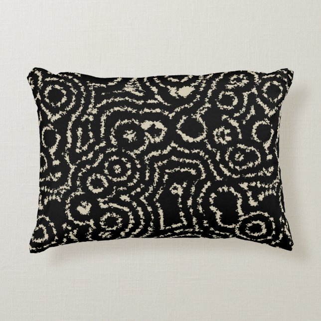 Coussins Décoratifs Cercles vintages en noir et blanc (Devant)