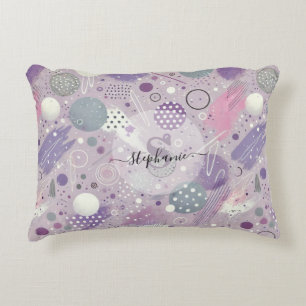 Coussins Décoratifs Cercles violets Abstraits avec accents de bandes d