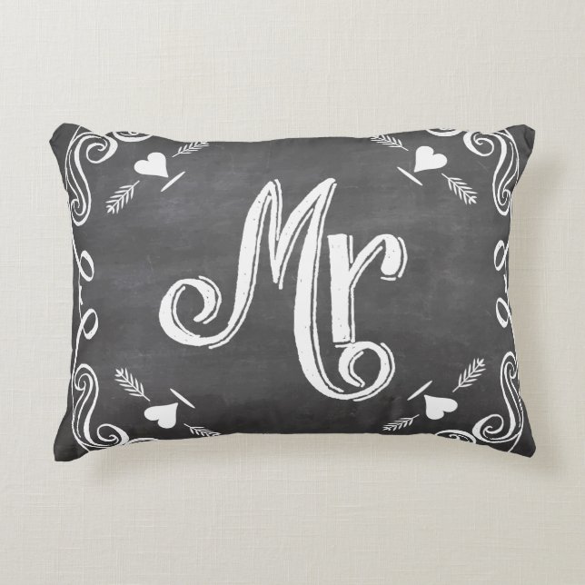 Coussins Décoratifs Chalkboard M. Sweetheart Mariage (Devant)