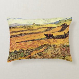 Coussins Décoratifs Champ avec laboureur et moulin par Vincent van Gog