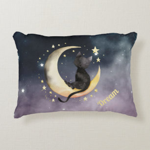 Coussins Décoratifs Chat caricature mignon sur la lune