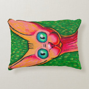Coussins Décoratifs Chat Curieux Sans Poils, Pastel à l'Huile sur Moti