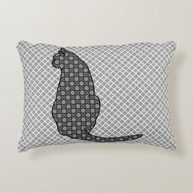 Coussins Décoratifs Chat japonais - Kimono noir et blanc (Devant)