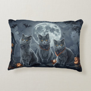 Coussins Décoratifs Chats Bleus Russe Halloween Éffrayant