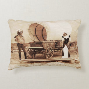 Coussins Décoratifs Chats du Vieux Ouest avec chariot bâché