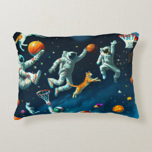 Coussins Décoratifs Chats jouant au basket-ball dans l'espace avec des