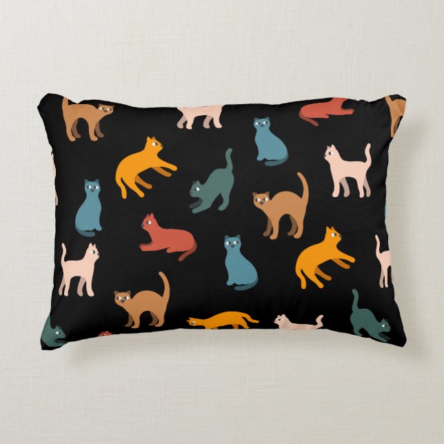 Coussins Décoratifs Chats sur le noir (Devant)