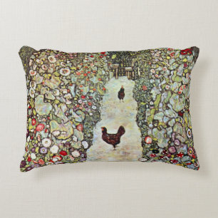 Coussins Décoratifs Chemin de jardin avec poulets, Gustav Klimt, Art N