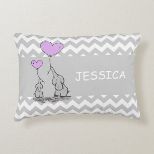 Coussins Décoratifs Chevron Grey White LAVENDER Girl Elephant Heart
