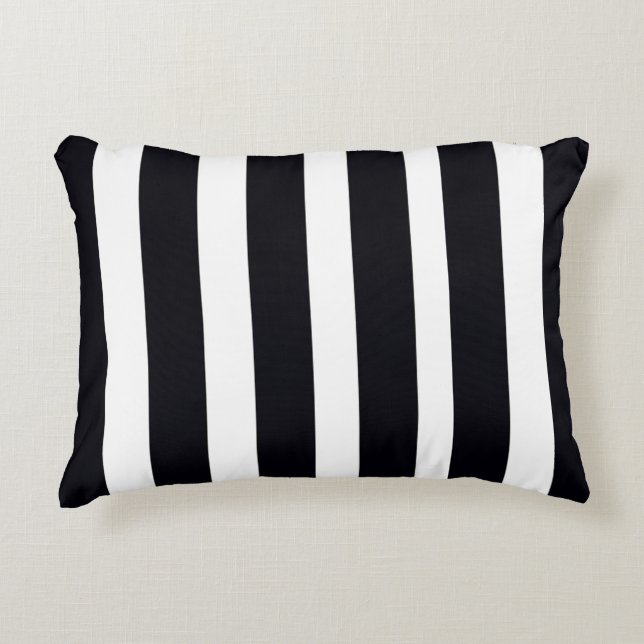 Coussins Décoratifs Chic moderne élégant classique noir & blanc rayure (Devant)
