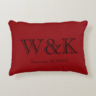Coussins Décoratifs Chic red black monogram wedding keepsake 