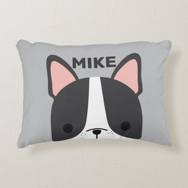 Coussins Décoratifs Chien-taureau français mignon avec nom personnalis (Devant)