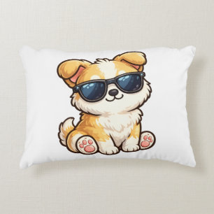 Coussins Décoratifs Chiot Mignon avec Lunettes de Soleil Design Kawaii