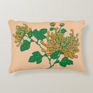Coussins Décoratifs Chrysanthèmes araignées chinois - orange mandarine