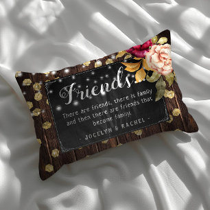 Coussins Décoratifs Citation 'Amis' Personnalisée Chic Rustique