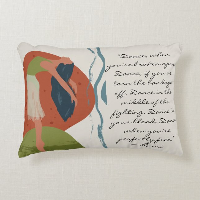 Coussins Décoratifs Citation de danse Rumi avec danseuse (Devant)