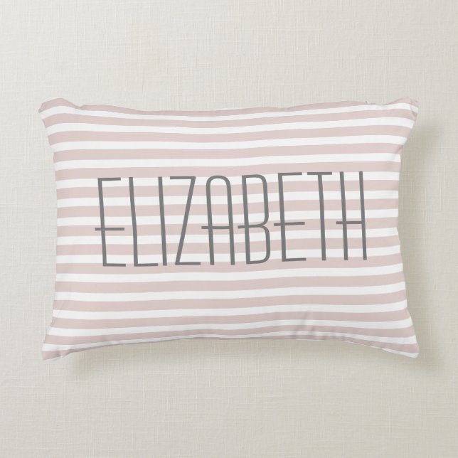 Coussins Décoratifs Citation de nom personnalisé rose pâle élégant (Devant)