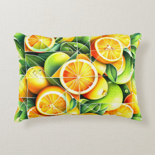 Coussins Décoratifs Citron orange botanique citrus géométrique