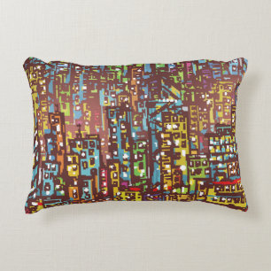 Coussins Décoratifs Cityscape dessin à la main illustrations art, rue,