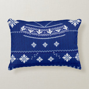 Coussins Décoratifs Classique tricot flocon de neige nordique bleu cob